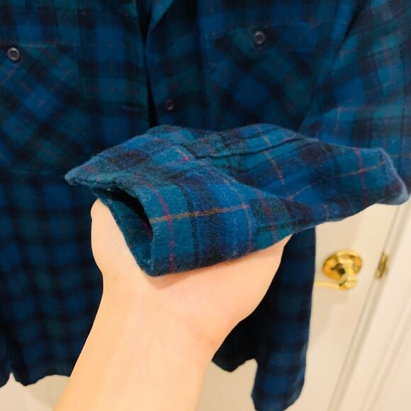 Vintage Pendleton Wool Plaid Flannel Button Work Chore Shirt Heavy Chamois Work - Picture 8 of 10